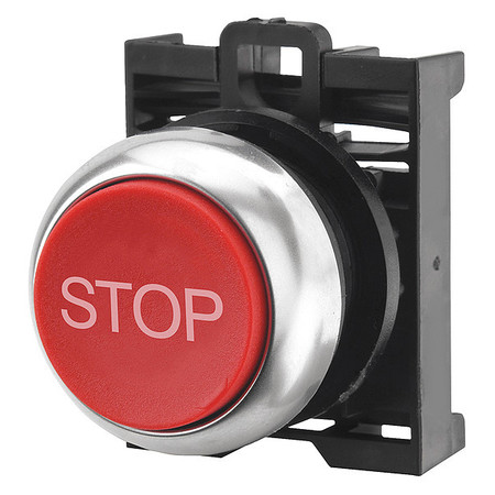 EATON Flush Push Button, Red, Non-Illum, 22mm M22-D-R-GB0