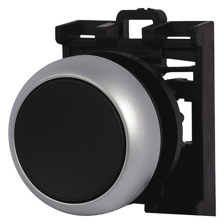 EATON Flush Push Button, Black, Non-Illum, 22mm M22-DR-S