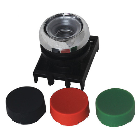 EATON Flush Push Button, Black, Green, Red, 22mm M22-DR-X-SRG