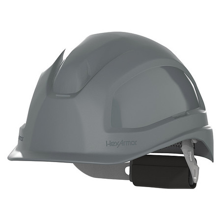 HEXARMOR Front Brim Hard Hat, Type 1, Class E, Ratchet (6-Point), Gray 16-13006