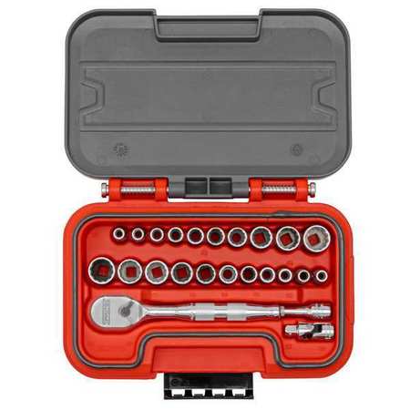 Proto 1/4 in Drive Socket Set Metric, SAE 24 Pieces 3/16 in to 9/16 in, 5 mm to 14 mm , Chrome J47324AS
