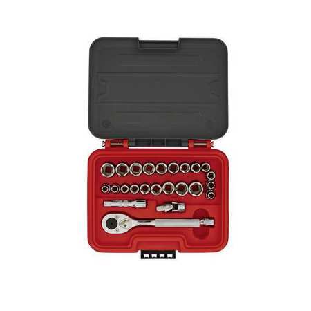 PROTO 3/8 in Drive Socket Set Metric, SAE 25 Pieces 5/16 in to 3/4 in, 8 mm to 18 mm , Chrome J52325S