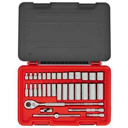Proto 3/8 in Drive Socket Set Metric, SAE 63 Pieces 1/4 in to 1 in, 5.5 mm to 20 mm , Chrome J52363S