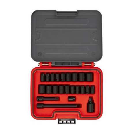 PROTO 3/8 in Drive Socket Set Metric, SAE 23 Pieces 1/4 in to 3/4 in, 7 mm to 17 mm , Black Phosphate J72323IM