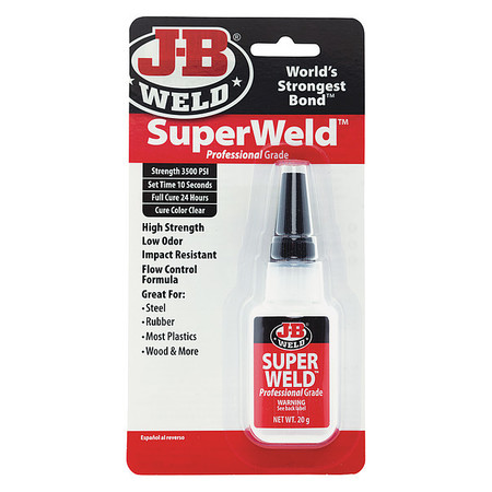 J-B WELD Instant Adhesive, Clear, 0.7 oz, Bottle 33120