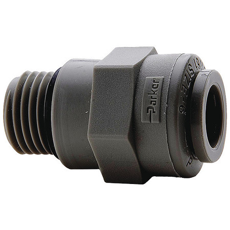 TRUESEAL Push-to-Connect, Threaded Connector, 3/8 in Tube Size, PVDF, Black FB6ST9-HBLK
