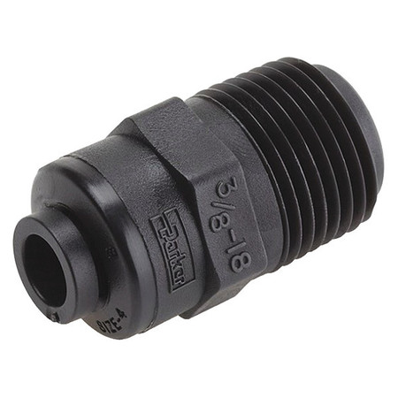 TRUESEAL Push-to-Connect, Threaded Male Connector, 3/8 in Tube Size, PVDF, Black FB6MC4-HBLK