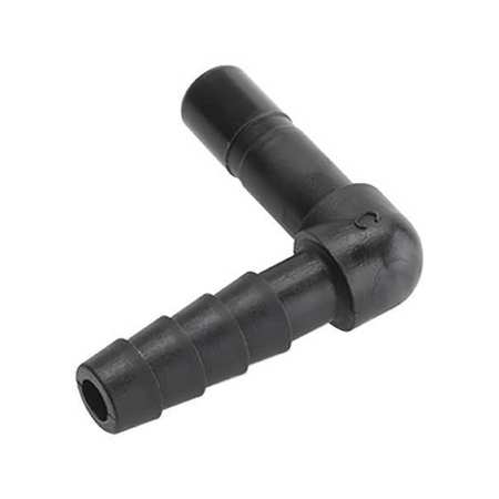 TRUESEAL Barbed Tube to Barb Connector, 1/4 in Tube Size, PVDF, Black FB4TEB4