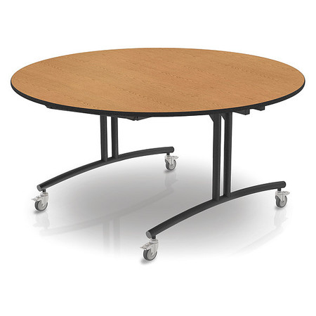 PALMER HAMILTON Round Flip Top Table, 60 in W, 30 in H, Golden Oak PHLIP20-3060RD-OB
