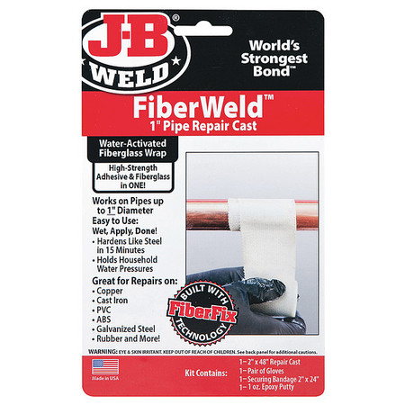 J-B WELD Pipe Repair Kit, 2"W x 4'L, White 38248