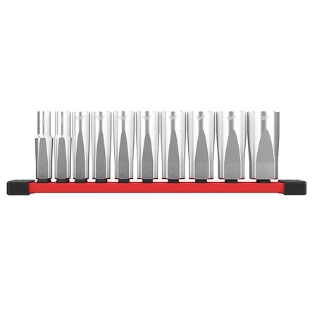 Milwaukee Tool 3/8 in Drive Deep Well Socket Set SAE 10 Pieces 5/16 in to 7/8 in , Chrome 48-22-9405