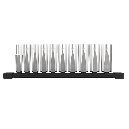MILWAUKEE TOOL 3/8 in Drive Deep Well Socket Set Metric 10 Pieces 10 mm to 19 mm , Chrome 48-22-9505