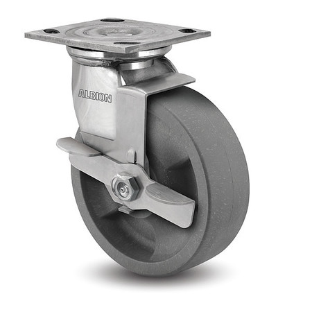 ALBION 6" X 2" Non-Marking Nylon Hd Glass Filled Swivel Caster, Face Brake, Loads Up To 1200 lb 05DT06201SFBD