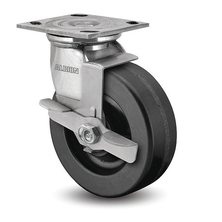 ALBION 5" X 2" Non-Marking Phenolic Swivel Caster, Face Brake, Loads Up To 1000 lb 05TM05201SFBD