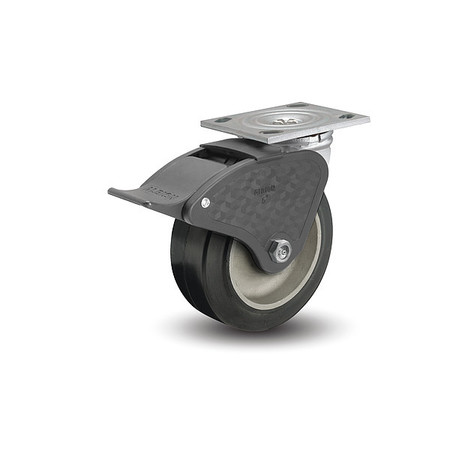 ALBION 8" X 2" Non-Marking Rubber Mold On Swivel Caster, Total Lock Brake, Loads Up To 600 lb 16MD08201ST