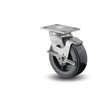 ALBION 4" X 2" Non-Marking Polyurethane Swivel Caster, Face Brake, Loads Up To 700 lb 16XA04201SFBA