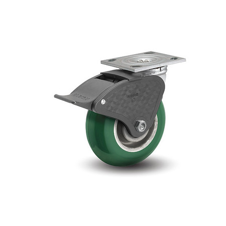 ALBION 5" X 2" Non-Marking Polyurethane Round Swivel Caster, Total Lock Brake, Loads Up To 1000 lb 16PM05228ST