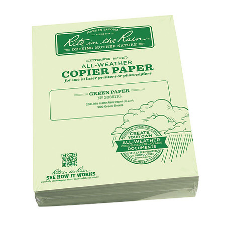 RITE IN THE RAIN Waterproof Laser Paper, 20 lb, PK500 208511G