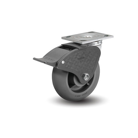 ALBION 8" X 2" Non-Marking Rubber Soft Round Swivel Caster, Total Lock Brake, Loads Up To 600 lb 16XR08201ST
