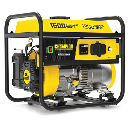Champion Power Equipment Portable Generator, 1,200 W Rated, 1,500 W Surge, Recoil Start, 120V AC, 10 A 200915