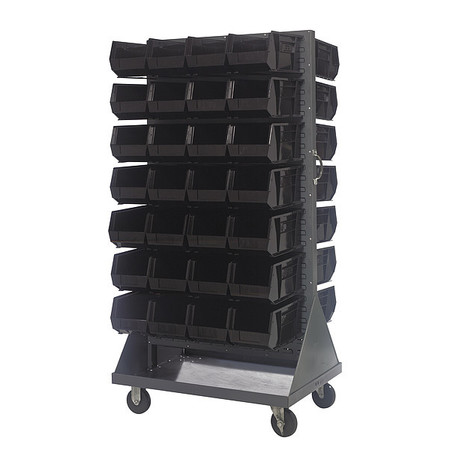 QUANTUM STORAGE SYSTEMS Steel Mobile Louvered Floor Rack, 36 in W x 24 in D x 72 in H, Gray QMD-36H-240BK