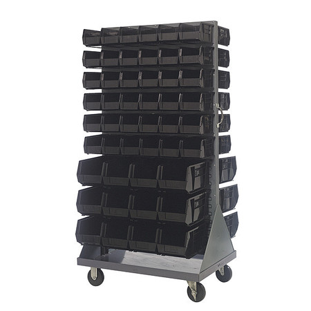 QUANTUM STORAGE SYSTEMS Steel Mobile Louvered Floor Rack, 36 in W x 24 in D x 72 in H, Gray QMD-36H-230240BK