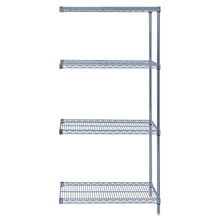 QUANTUM STORAGE SYSTEMS Wire Shelving Add-On Kit, Gray AD74-2448GY