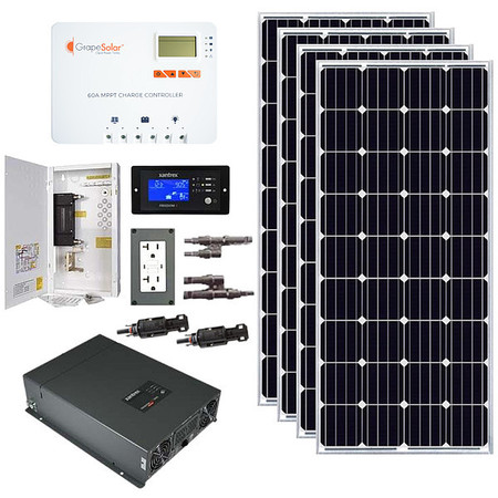 Grape Solar Monocrystalline Solar Panel Kit, 800 W, 20.3V DC, 9.85 A, 36 Cells GS-800-XCKIT