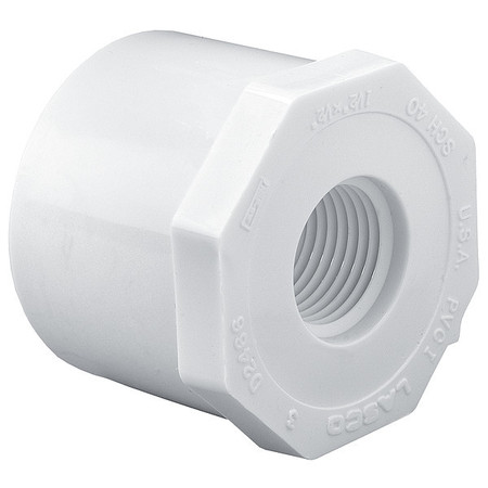 LASCO FITTINGS Bushing, 3/4 x 1/2 in, Schedule 40, White 438101BC