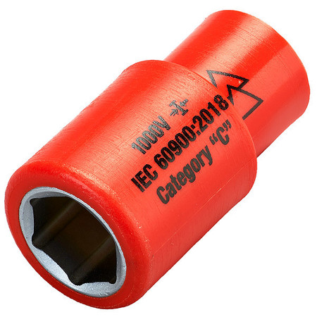 ITL 1/4 in Drive Insulated Socket 13 mm, 33/64 in 07218