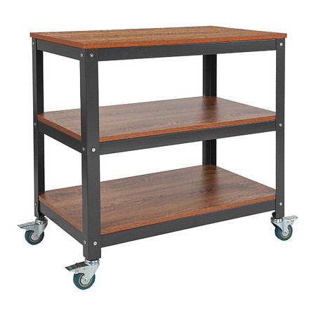 FLASH FURNITURE Mobile Bookcase/Cart, Livingston, Brown NAN-JN-2522B3-GG