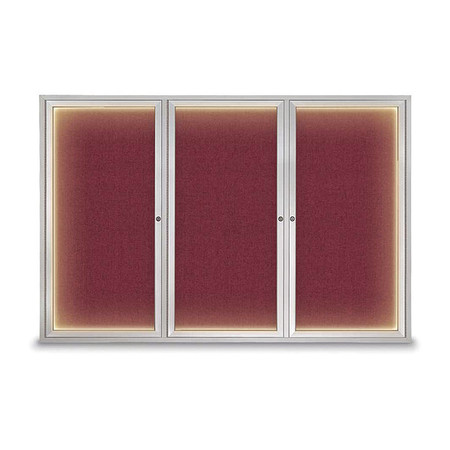 UNITED VISUAL PRODUCTS Corkboard, Burgundy/Satin, 72" x 48" UV419ILED-SATIN-DBURGU