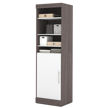 Bestar Storage with Door, Bark Gray/White, 25" 25162-4717