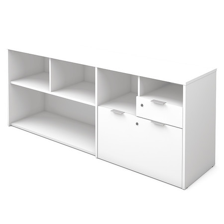 BESTAR Credenza, 18.2" D, 71.1" W, 28-1/2" H, White, Melamine 160610-1117