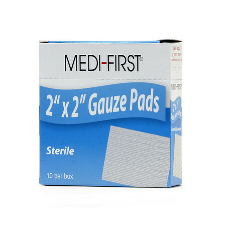 MEDI-FIRST Gauze Pad, Cotton Blend Gauze, PK10 60612