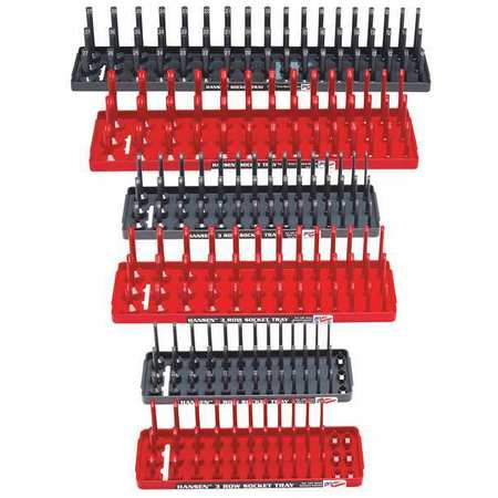 Hansen Socket Tray Set, Gray/Red, Plastic 92013