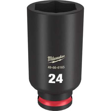 MILWAUKEE TOOL 3/8" Drive Deep Impact Socket 24 mm Size, Deep Socket, Black Phosphate 49-66-6165