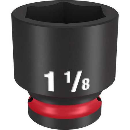 Milwaukee Tool 1/2" Drive Standard Impact Socket 1 1/8 in Size, Standard Socket, Black Phosphate 49-66-6212