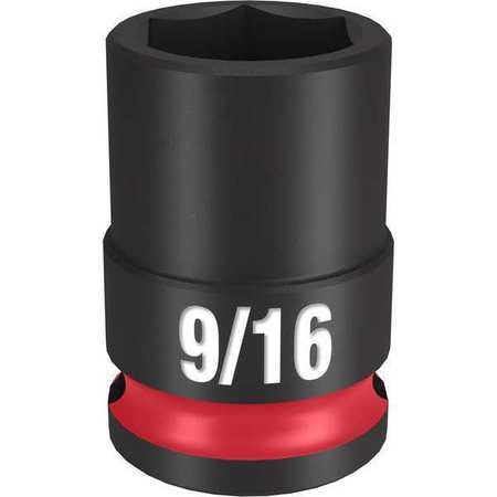 MILWAUKEE TOOL 3/8" Drive Standard Impact Socket 9/16 in Size, Standard Socket, Black Phosphate 49-66-6107