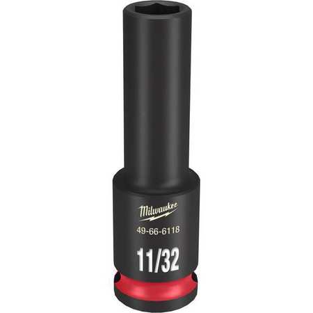Milwaukee Tool 3/8" Drive Deep Impact Socket 11/32 in Size, Deep Socket, Black Phosphate 49-66-6118