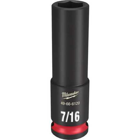 Milwaukee Tool 3/8" Drive Deep Impact Socket 7/16 in Size, Deep Socket, Black Phosphate 49-66-6120