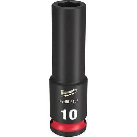 Milwaukee Tool 3/8" Drive Deep Impact Socket 10 mm Size, Deep Socket, Black Phosphate 49-66-6152