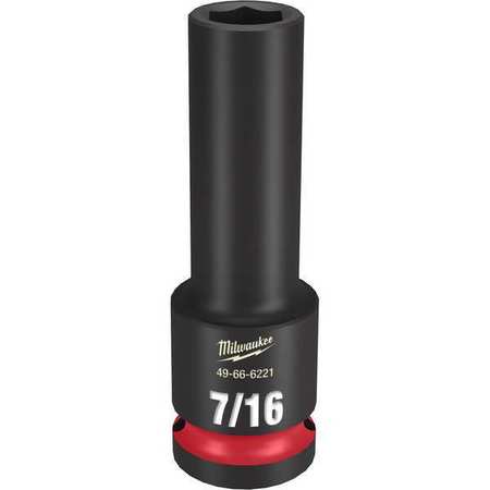Milwaukee Tool 1/2" Drive Deep Impact Socket 7/16 in Size, Deep Socket, Black Phosphate 49-66-6221