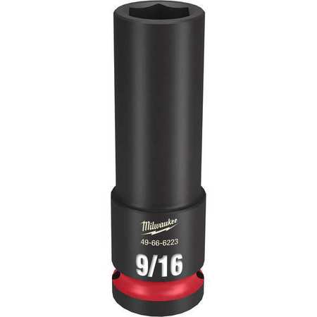 Milwaukee Tool 1/2" Drive Deep Impact Socket 9/16 in Size, Deep Socket, Black Phosphate 49-66-6223