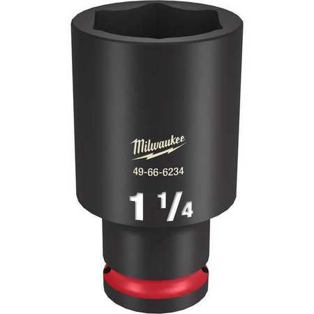 Milwaukee Tool 1/2" Drive Deep Impact Socket 1 1/4 in Size, Deep Socket, Black Phosphate 49-66-6234