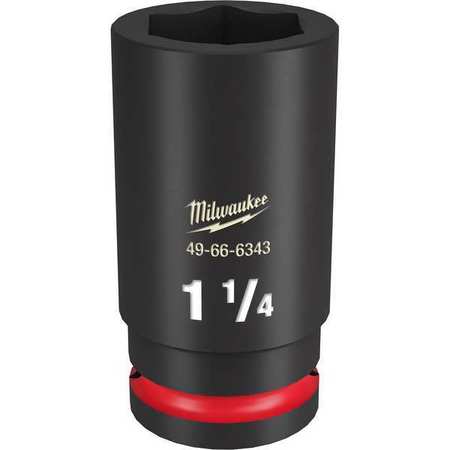 Milwaukee Tool 3/4" Drive Deep Impact Socket 1 1/4 in Size, Deep Socket, Black Phosphate 49-66-6343