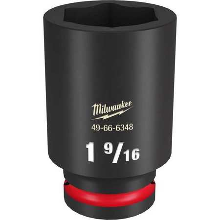 Milwaukee Tool 3/4" Drive Deep Impact Socket 1 9/16 in Size, Deep Socket, Black Phosphate 49-66-6348