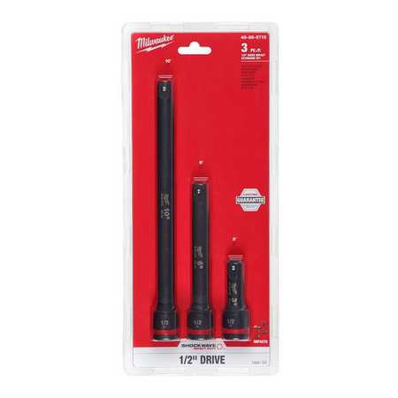 MILWAUKEE TOOL 1/2" Drive IMPACT EXTENSION, 3 pcs, Black Oxide, 3 in, 6 in, 10 in L 49-66-6715