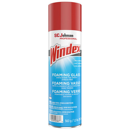 WINDEX Foam Glass Cleaner, Clear, Unscented, Aerosol Spray Can, 6 PK 333813