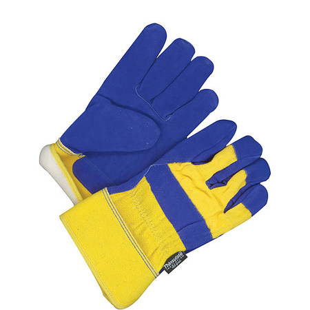 BDG Fitter Glove Split Cowhide Lined Thinsulate C100 Blue/Gold, Shrink Wrapped, Size XL 30-9-473TFL-XL-K